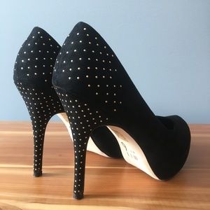 MIX NO. 6 Gold Studded Black Suede Heels (9.5?)